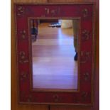 Chinese red lacquer framed mirror