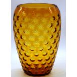 Large amber glass bubble vase