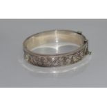 Sterling silver engraved hinged bangle
