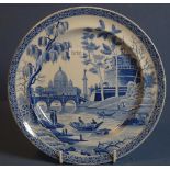 Spode blue & white 'Tiber' dinner plate, C:1820