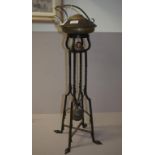 Vintage art nouveau brass kettle on floor stand