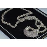 Cased heavy Mexican silver rope twist chain