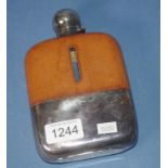 George VI sterling silver whisky flask