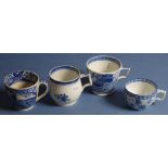 Four various Spode blue & white coffee cups