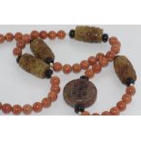 Necklace with agate, MOP, mud limestone & silver
