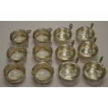 Set twelve silver plated & glass ramekins