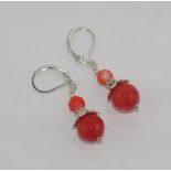 Red jade and coral earrings