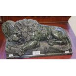 Carved green marble figure of lion