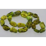 Lime green Baltic amber nugget bead necklace
