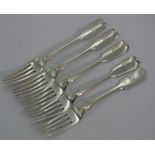 Five sterling silver entree forks