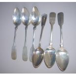 Set five continental silver soup spoons