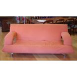 Contemporary orange fabric upholstered sofa