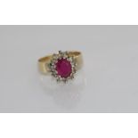 9ct gold ruby and gem set ring