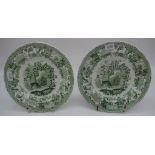 Pair Spode 'Fox & Grapes' pattern tea plates
