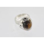 Silver modernist ring with tiger's eye