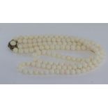 Double strand vintage necklace with silver clasp