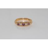 Vintage 9ct gold, amethyst and diamond ring