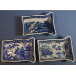 Three Spode blue & white condiment dishes