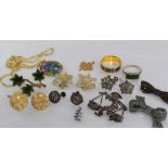 Various vintage brooches and earrings