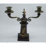 Regency period black and gilt bronze candelabrum