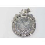 American silver 1880 $1 coin pendant