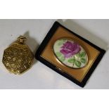 Vintage hand painted floral compact