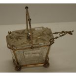Victorian silver plate & crystal sugar box