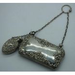 Victorian sterling silver purse & perfume bottle