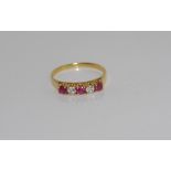 9ct yellow gold, ruby and diamond ring