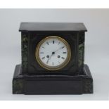 French C:19th slate and marble cased mantle clock