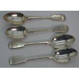 Four sterling silver dessert spoons