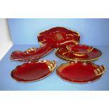 Eight various Carlton Ware rouge sandwich dishes