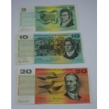 Commonwealth of Australia $2, $10 & $20 notes