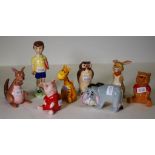 Eight piece Winnie the Pooh charactor figurine set