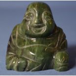 Chinese hard green stone carved Buddha figurine