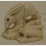 Antique Japanese ivory rabbit netsuke