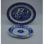 Victorian Minton blue flow platter and another