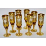 Set of 8 Bohemian glass champagne flutes