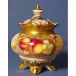 Royal Worcester hand painted pot pouri jar