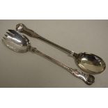 Pr Edwardian sterling silver serving spoon & fork