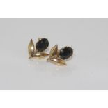 9ct yellow gold, stone set flower earrings