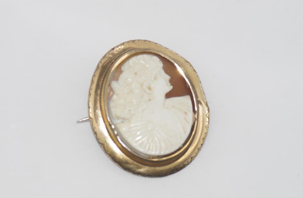 Vintage gold plated cameo brooch/pendant