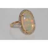 18ct rose gold, opal and diamond ring