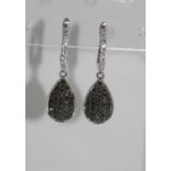 18ct white gold, black & white diamond earrings