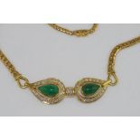 18ct gold chain with emerald & diamond pendant