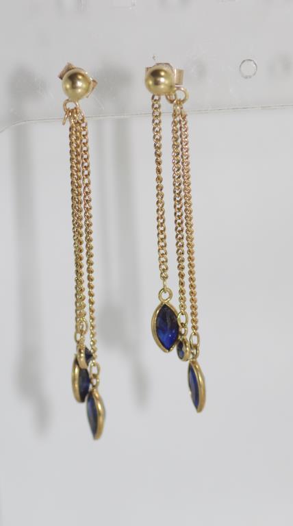 9ct yellow gold gemset dangling earrings