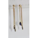 9ct yellow gold gemset dangling earrings