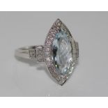 18ct white gold, aquamarine and diamond ring