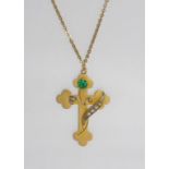 Antique 9ct cross on a 14ct gold chain