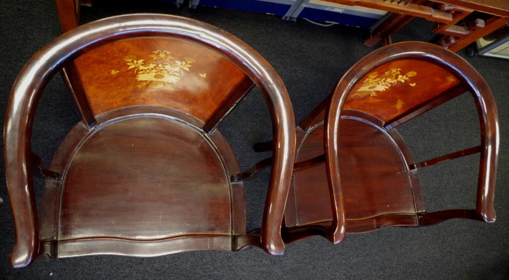 Pair of Cambodian rosewood armchairs - Image 4 of 6